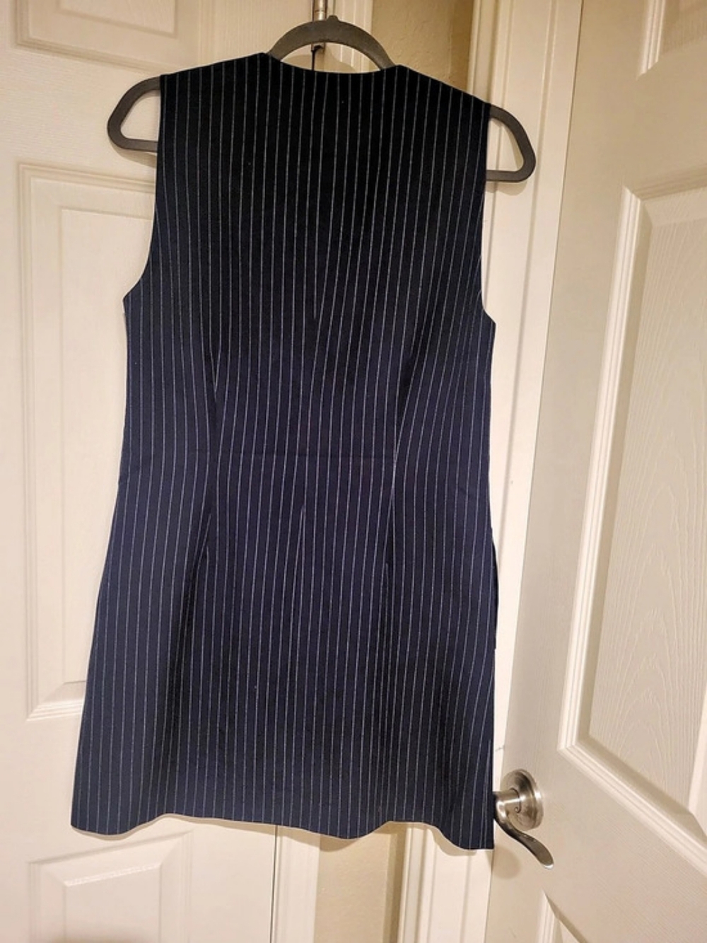 Steve Madden Pinstripe Sleeveless Button Front Dress Mini Dress Blue Medium - Picture 7 of 8
